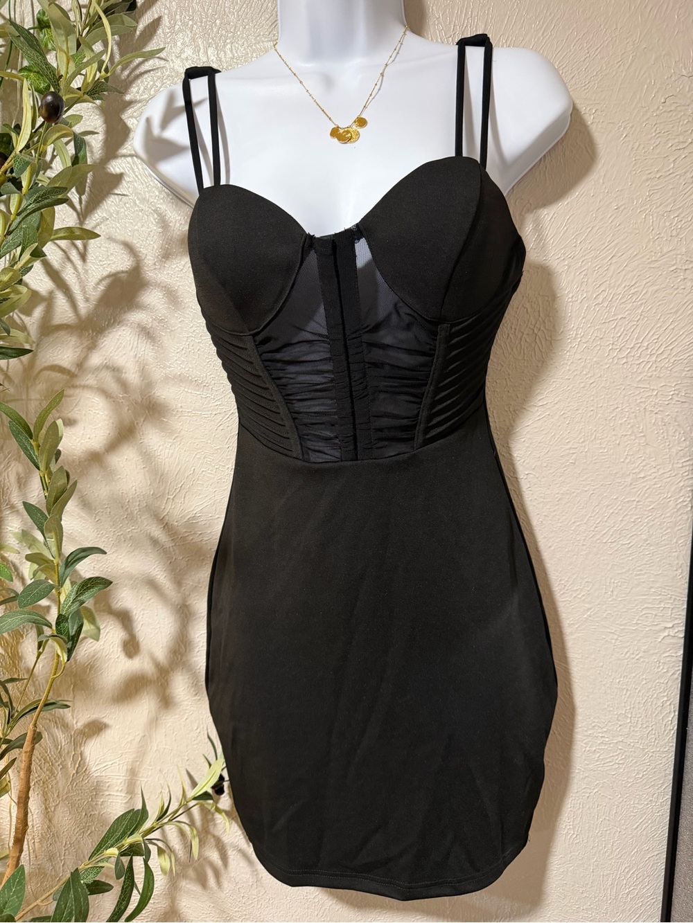 privy Black Strap Bustier Bodycon Dress